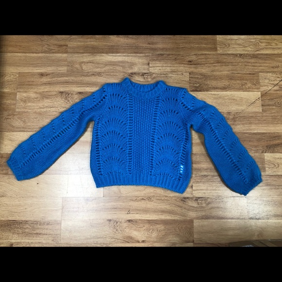 Ganni Sweaters - GANNI JULLIARD WOOL MOHAIR BLUE CROP SWEATER